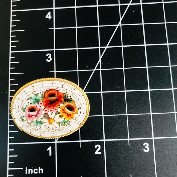 Vintage MicroMosaic Floral Brooch - Picture 2 of 11